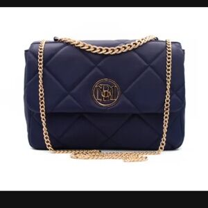 Badgley Mischka Navy Crossbody Bag with Gold Chain